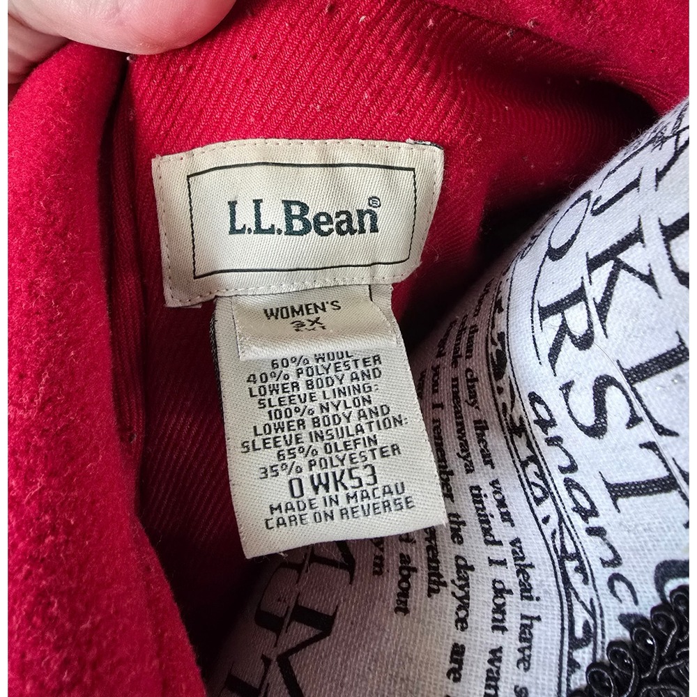 Vintage LL Bean Womens 3X Red Wool Blend Toggle Duffle Coat Jacket Preppy Classy - Picture 9 of 13